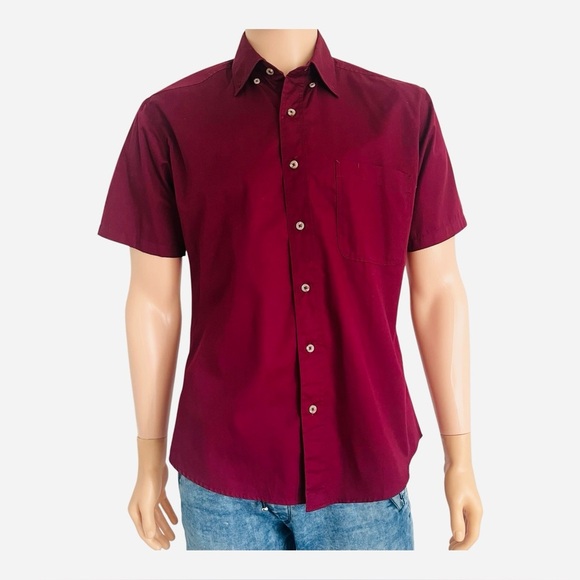 DOC& Amelia Maroon formal button down shirt NWOT Men’s S - Picture 8 of 16